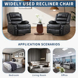 Rocking Recliner Chair for Adults Wide 360° Swivel Rocker Recliner with Cup Holder Nursery Glider with Upholstered Deep Seat PU Leather Comfy Single Sofa for Living Room Black