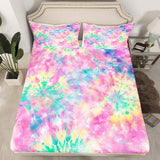 Erosebridal Kids Tie Dye Pink Bed Sheets Girls Bohemian Batik Sheet Set 4 Pcs King Size, Boho Psychedelic Sheets Set + Deep Pocket Fitted Sheets+ Girly Flat Sheet + Exotic Bedroom Decor 2 Pillow Shams Erosebridal