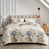 Joyreap 7 Piece Bed in a Bag California King, Flower Botanical Smooth Soft Microfiber Floral Comforter Set for All Season (1 Comforter, 2 Pillow Shams, 1 Flat Sheet, 1 Fitted Sheet, 2 Pillowcases) Joyreap