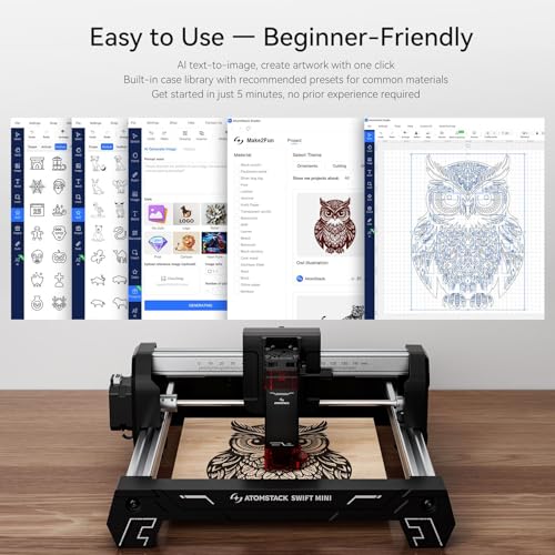 ATOMSTACK Swift Laser Engraver 3W for Beginners Swift Laser Cutter Machine Desktop Fully Pre-Assembled 135×145mm Area, 0.04mm High Precision DIY Wood, Leather, Crafts, Acrylic, Gifts, 3000mW ATOMSTACK