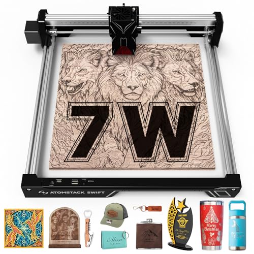 ATOMSTACK Swift 7W Laser Engraver, Swift 7W Laser Cutter, 0.06mm High Accuracy Laser Engraving Machine for Wood and Metal, Dark Acrylic, Glass, Leather Black ATOMSTACK