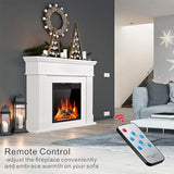 Xbeauty 44" Electric Fireplace with Mantel Surround, 750W/1500W LED Freestanding Fireplace Heater with Realistic Flame, Adjustable Brightness, Remote Control for Living Room,Bedroom，Pearl White Xbeauty