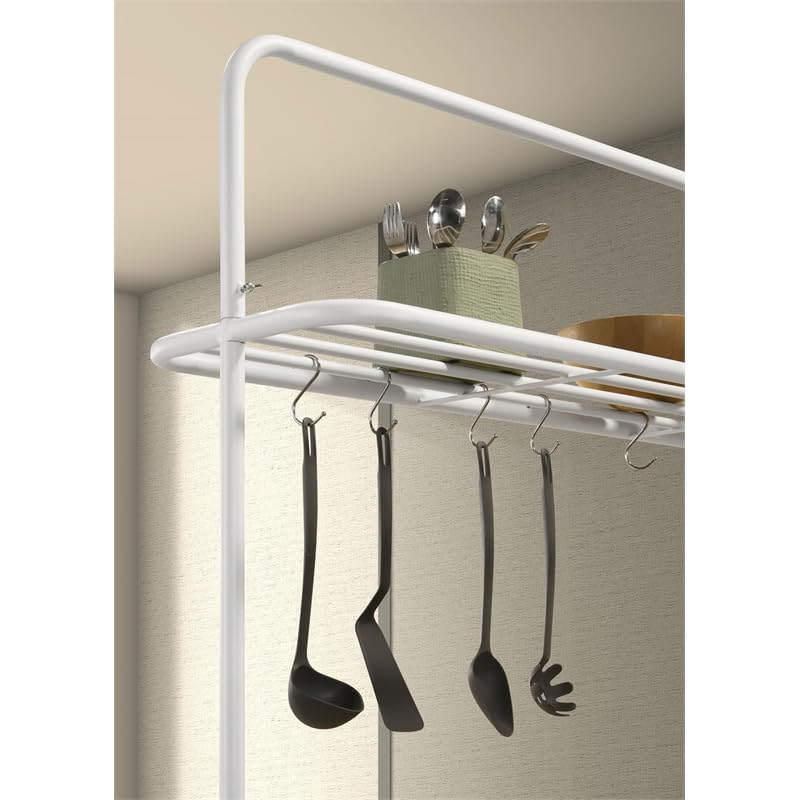 Pemberly Row 2-Shelf Farmhouse Wood Kitchen Island in Natural and White Pemberly Row