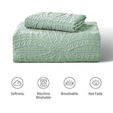 Love's cabin Twin Quilt Set Sage Bedspreads - Soft Bed Summer Lightweight Bedspread Comforter - Modern Style Coin Pattern Coverlet for All Season - 2 Pieces (1 Quilt, 1 Pillow Sham) Love's cabin