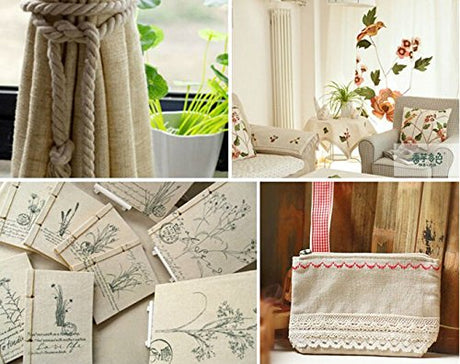 Nature Linen Needlework Fabric, Plain Solid Colour Linen Cloth Hemp Jute Fabric Table Cloth Garments Crafts Accessories, 20 by 62-Inch (Color 1) LOVOUS