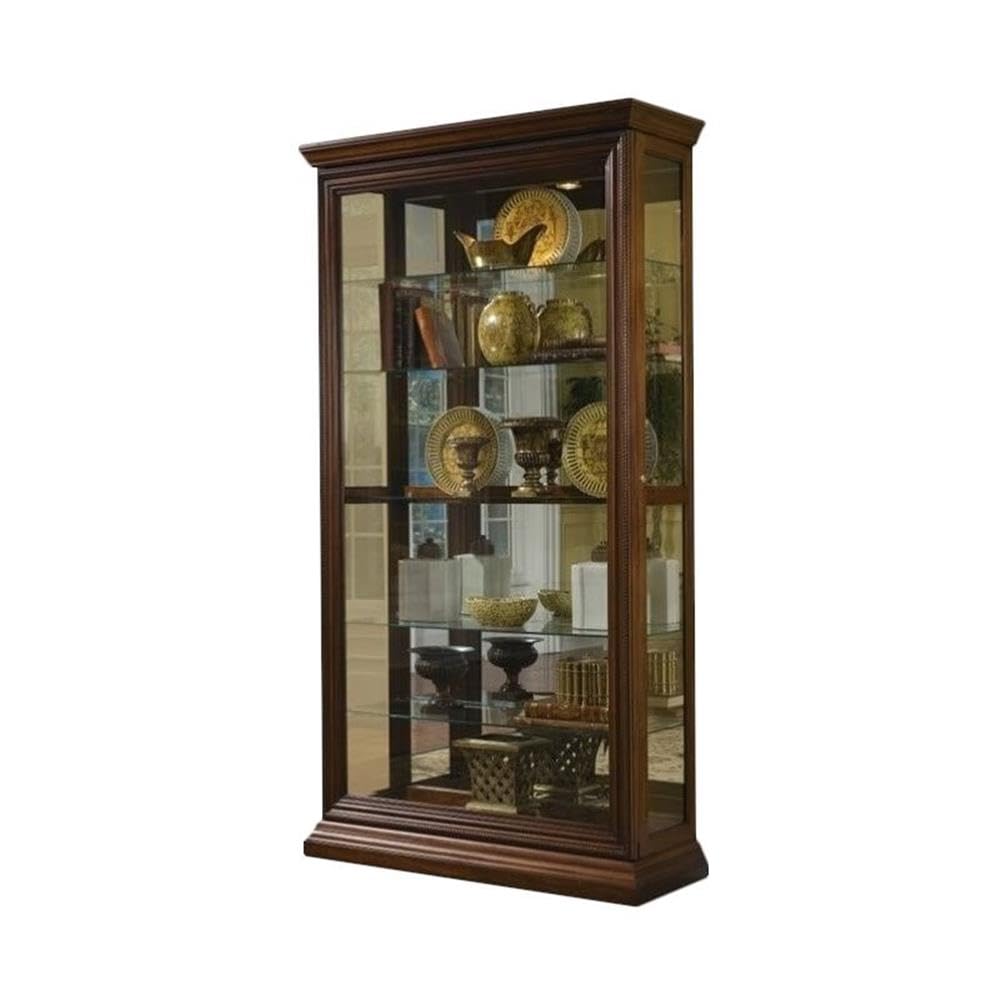 Pulaski Two Way Sliding Door Curio, 43 by 16 by 80-Inch, Brown - WoodArtSupply