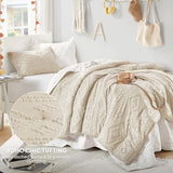 Comfort Spaces Twin/Twin XL Comforter Set for College Tufted Boho Dorm Comforter Set Twin XL Size, All Season Lightweight Bedding Set Soft, Matching Sham Beige 2 Piece Comfort Spaces