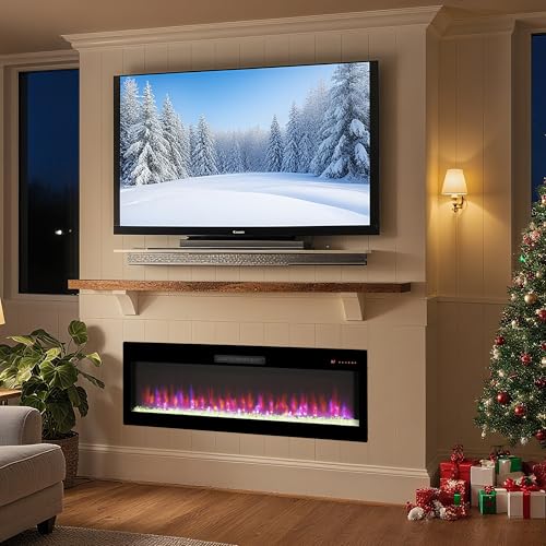 Innoflame 50" Smart Electric Fireplace, Alexa/WiFi Enabled, 16-Color 3D Multi-Row Flame, 1400W Fireplace Insert, Wall Fireplace Electric with Remote Control & App, Thermostat, 9H Timer Innoflame