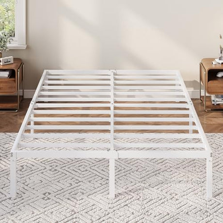 Allewie Full Size Bed Frame, 12 Inch Metal Platform Beds with Storage Space, No Box Spring Required and Easy Assembly, White Allewie