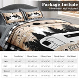 Pamnest Comforter Set King Size, Camping Camper Rv 7 Pcs Bedding for Kids and Adults, Car Family Bed Sheet Sets with Fitted Sheet 2 Pillowcases & 2 Shams for Bedroom Bed Decor Pamnest