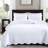 IR Imperial Rooms Twin Quilt Bedding Set Size (68” x 86”) + 1 Pillow Shams (20” x 26” + 2”) - 2 Pcs All Season Lightweight Reversible Microfiber Coverlet Embossed Quilt Bedspread (White) IR Imperial Rooms