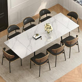 gaoyangjiaju 62.9"-94.4" Modern Extendable Dining Table for 6 to 10 Seats, Rectangular Sintered Stone Table with High Hardness and Easy Maintenance for Dining Room Family Gathering, White Top gaoyangjiaju