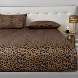 Leopard Pattern Fitted Sheet King Size Soft 100% Microfiber Bedding Sheet with 15" Deep Pocket 1 Piece Fitted Sheet Animal Cheetah Printed Farmhouse Bedding Sheet Cozy Mattress Cover King Bed Sheet LifeTB
