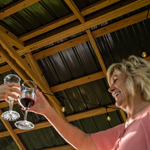 Backyard Discovery Norwood 12 ft. x 10 ft. Cedar Wood Gazebo Pavilion,Thermal Insulated Hard Top Steel Roof, Durable, Supports Snow Loads and Wind Speed, Rot Resistant, Backyard, Deck, Garden, Patio Backyard Discovery