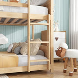Ball & Cast Twin Over Twin House Bunk Bed for Kids,Rubber Wood Bunk Bed with Headboards, Footboards and Guardrails, Ladder,Twin Size House Shaped Bunk-Bed, No Box Spring Needed,White Oak Ball & Cast