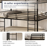NestLude Triple Bunk Bed Heavy Duty, Twin-Size Metal Bunkbeds with Ladder, Family-Friendly for All Ages, Bedroom, No Box Spring Needed, Easy Assembly (Black) NestLude