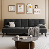 Meilocar 64" Futon Sofa Bed, 64" Convertible Loveseat with 2 Cup Holders, Small Couch with 3 Adjustable Angles & Removable Armrest, Modern Sleeper Sofa for Apartment,5.3 FT, Black Meilocar