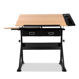 Drawing Table Stool Set Artiss Ajustable Metal Base Art & Craft Drafting Desk Table Art/Workstation with Removable Side Tray Drawers for Student Adults Artiss
