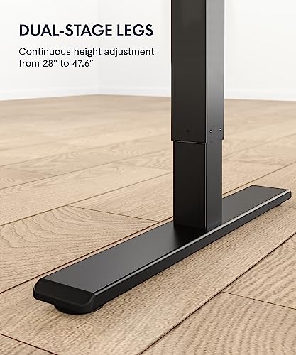 FLEXISPOT Standing Desk 48 x 30 Inches Height Adjustable Electric Sit Stand Home Office Desks Whole Piece Desk Board (Black Frame + Black top,2 Packages) FLEXISPOT
