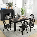Giantex Dining Table Set for 6, Rectangular Wooden Dining Table & 6 Windsor Dining Chairs Set, Modern 7 Pieces Space-Saving Dinette Set for Dining Giantex