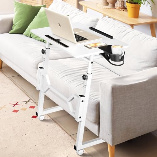 Enayplon Small Standing Desk with Wheels, Portable Treadmill Desk, Rolling Desk Adjustable Height for Laptop, Mobile Standing Table for Walking Pad, Bedside Table Enayplon