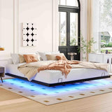 Mdhitsox Floating Bed Frame King, LED Bed Frame with Lights, Metal Platform Beds with Storage Bag, Heavy Duty Camas, No Box Spring Needed, Easy Assemble, Noise-Free, Black (King-2) Mdhitsox