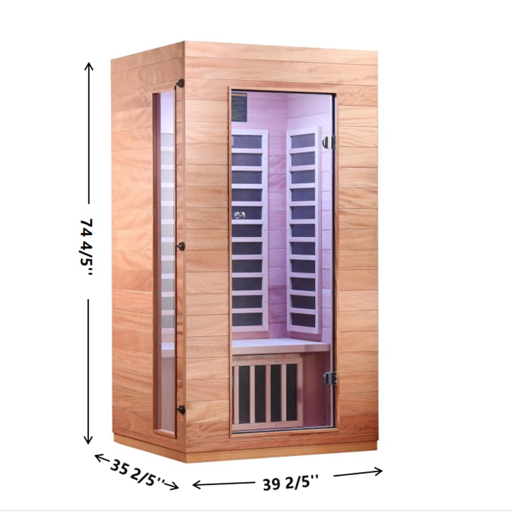 Royal Saunas Hongyuan Single Person Indoor Bluetooth Low EMF Far Infrared in Okoume & Hemlock Wood(WF9101)