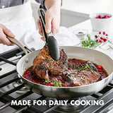 GreenPan 5 Piece Cooking Utensil Set, Flexible Nonstick Silicone, Stain-Free, Tongs, Turner, Spatula, Skimmer, and Slotted Spoon, Black GreenPan