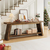 Condemo 70.9" Extra Long Entryway Table, Farmhouse Wood Console Table with Storage, 2-Tier Narrow Sofa Table Behind Couch for Living Room, Hallway, Entrance, Foyer, Rustic Brown Condemo