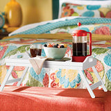 Breakfast Tray Table with Folding Legs Serving Tray Bamboo Dinner Trays for Platter Laptop Desk Bed Table Kitchen Serving Tray Snack Trays Large Size (White Large) Artmalle