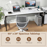 Tangkula 60" Conference Desk Set of 6, Modern Boardroom Desk with Storage Bag, Headphone Hook, Sturdy Metal Frame, Rectangular Seminar Table with Charging Station Tangkula