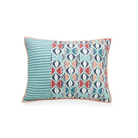 Vera Bradley Go Fish Coastal Single Pillow Sham, Lightweight 100% Cotton - Standard Size Sham, Blue Vera Bradley