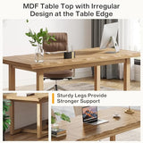Tribesigns 63 Inches Computer Desk, Rectangular Writing Table with Solid Wood Legs and Thickened Desktop for Work Study, Modern Simple Executive Desk Workstation for Home Office Tribesigns