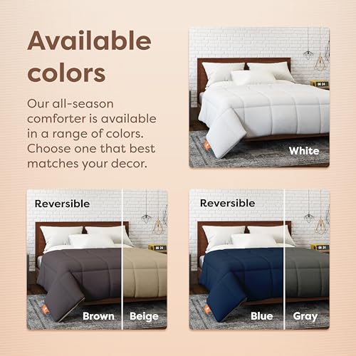 HOSPITOLOGY PRODUCTS White Comforter Queen Hypoallergenic Duvet Insert Microfiber All Season Goose Down Alternative Quilted - Corner Loops - Box Stitched - Washable - 90" W x 94" L HOSPITOLOGY PRODUCTS