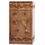 INTAJ Wooden Cremation Urn for Human Ashes, Adult INTAJ Rosewood Urn for Ashes, Humming Bird Funeral Cremation Urn Hand-Crafted - Burial Urn Box INTAJ