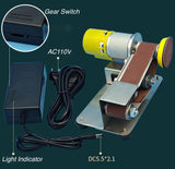 30mm Mini Belt Sander, Sander Tool w/ 7-Gear Speed Control, 15 Degree Knife Sharpener Electric Sander Sanding Machine w/Buffing & Grinding Wheel for Mefape