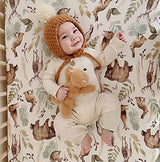 Pobibaby - Premium Single Fitted Baby Boy Crib Sheets for Standard Crib Mattress - Ultra-Soft Cotton Blend, Safe and Snug, and Stylish Woodland Crib Sheet (Wildlife Animal) Pobibaby