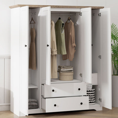 4 Door Wardrobe Armoire With 2 Drawers HouseOfZazla