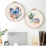 Esffaci Embroidery Starter Kit for Adult Beginners with Butterfly Flower Pattern Hand Embroidery Set with Cloth Hoop Needle Threader Floss and Instructions