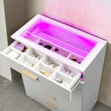 Aenlv White Dresser for Bedroom with 5 Drawers, Chest of Drawers with LED Lights, Wood Bedroom Dresser, Large Capacity Storage Cabinet for Nursery, Kids Room, Entryway Aenlv