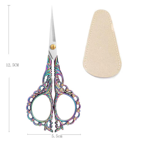 Jasni Sewing Embroidery Crafting Scissors Stainless Steel Vintage peach blossom handle for DIY tools Craft Tailor Needlework Threading Shears 2 Packs 5 Inches with cover (Red bronze and Color) Jasni