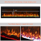 Oxhark Flame 60 Inch, Recessed & Wall Mounted WiFi-Enabled Electric Fireplace Inserts with Remote Control,Timer & Thermostat Fireplace Heater, Log Set & Crystal Options, 750W/1500W, Black Oxhark Flame