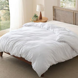 Bedsure Duvet Cover Queen Size Only - Prewashed Cotton-Like Polyester Extra Soft All Season Bedding, Includes 1 Duvet Cover 90x90 Inches with Zipper Closure, White, Comforter Not Included Bedsure