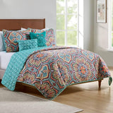 VCNY Home Yara Medallion 5 Piece Reversible Quilt Set, King, Aqua VCNY Home