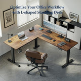 Klicelor L Shaped Standing Desk 63 x 55 Inch, Electric Height Adjustable Corner Desk for Home Office Workstation, Ergonomic Sit Stand Computer Table with Memory Controller, Rustic Brown Klicelor