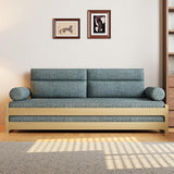 Mid-Century Modern Comfortable Sleeper Sofa Bed for Living Room and Bedroom, Convertible Design for Small Spaces, 82.67”Wx77.16”D Futon Couch with Removable Linen Foam Cushions & Wood Frame, Gray NessCarsti