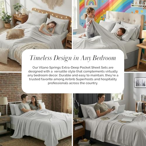 Southshore Fine Living, Inc. 21-Inch Extra Deep Pocket Queen Sheet Set 6 Piece for Tall Mattress, Pet Hair Resistant Bedding, Microfiber Queen Size Sheets, Breathable Easy Care, Light Grey Sheets Southshore Fine Living, Inc.