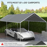 Outsunny 10' x 20' Carport Replacement Top Canopy Cover, UV Resistant and Water Resistant Car Port Portable Garage Tent Cover with Ball Bungee Cords, Dark Gray, Only Cover Outsunny