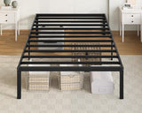 Allewie Twin Bed Frame, 14 inch Metal Platform Beds with Storage Space, No Box Spring Needed and Easy Assembly, Black Allewie