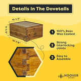 Hoover Hives: The Original Beeswax Coated Beehive Kit. Includes 2 Deep & 1 Medium Boxes with Wooden Frames & Heavy Wax Coated Foundations. Easy Assembly with Predrilled Holes & Screws (Unassembled) Hoover Hives